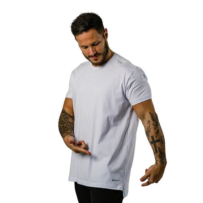 021 ESSENTIAL SPLIT-HEM T-SHIRT - BRANCO