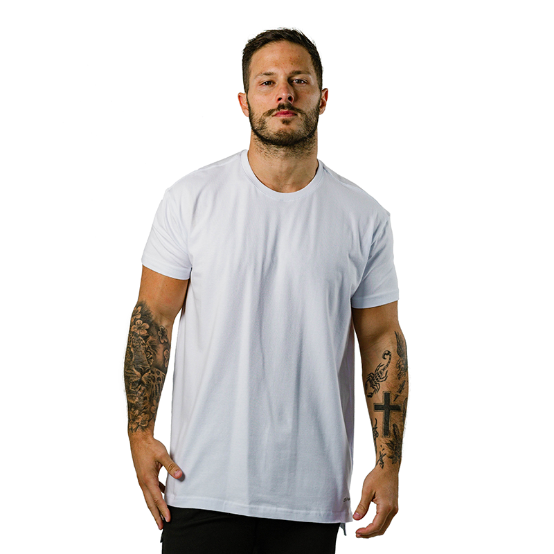 021 ESSENTIAL SPLIT-HEM T-SHIRT - BRANCO