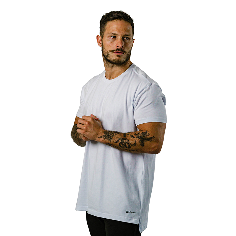 021 ESSENTIAL SPLIT-HEM T-SHIRT - BRANCO